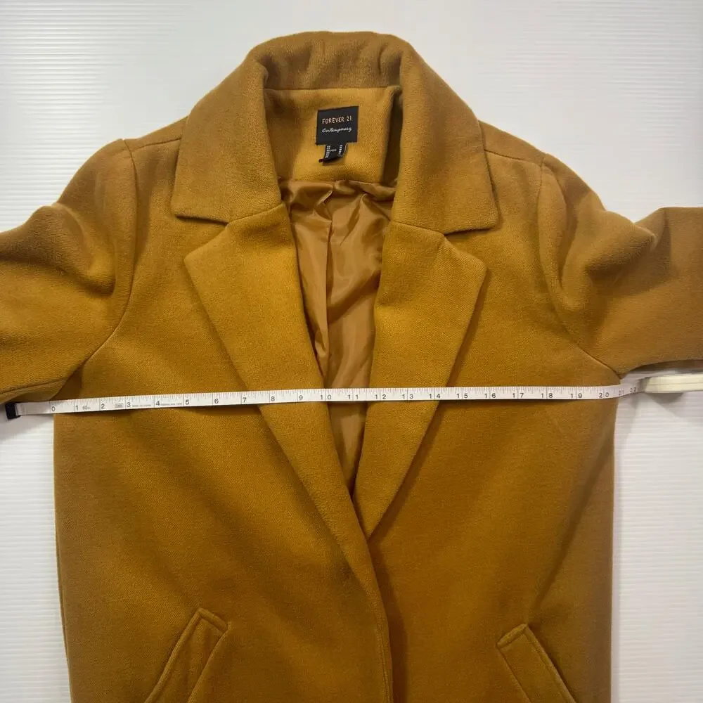 Camel Longline Over Coat Women’s Medium Minimalist Quiet Luxury 90s Old Money - Picture 11 of 16